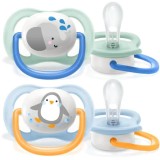 Set 2 suzete Philips-AVENT Ultra Air SCF080/05, ortodontica, 0-6 luni, Gri/Alastru