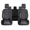 Set Huse Scaune Auto Panda Belek, material textil cu piele ecologica, cu fermoare pentru bancheta rabatabila, gri inchis cu negru, 11 piese