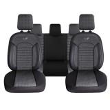 Cumpara ieftin Set Huse Scaune Auto Panda Belek, material textil cu piele ecologica, cu fermoare pentru bancheta rabatabila, gri inchis cu negru, 11 piese