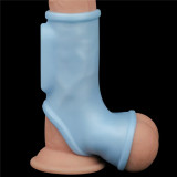 Inel / Manson Penis Cu Vibratii Silk Knights with Scrotum Sleeve, Albastru, Lovetoy