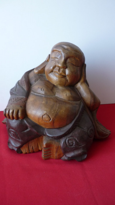 STATUETA DIN LEMN SCULPTAT, &quot;BUDA&quot; (Nr.15)