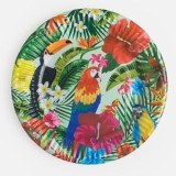 Farfurii de hartie pentru petrecere, 12 buc, 23 cm, verde, model tropical, CMCLASS