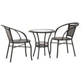 Cumpara ieftin Set mobilier gradina masa scaune ratan maro Lasan 60x60 cm, 65x62x77 cm
