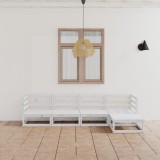 Cumpara ieftin Set mobilier de grădină, 5 piese, alb, lemn masiv de pin