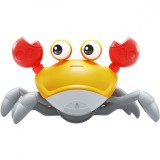 Jucarie Interactiva Bebelusi, Crab Care se Taraste, Muzica, Senzor de Obstacole, Stimuleaza Miscarea, Galben Rosu, 23x14x11 Cm, + 9 luni, Utility One