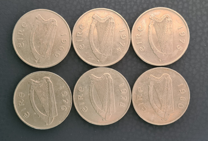 Irlanda 10 pence 1069 1974 1975 1976 1978 1980