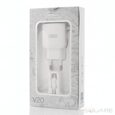 Incarcatoare Retea Tranyoo, V20, Fast Charge Kit, 2 x USB + Micro USB Cable, White