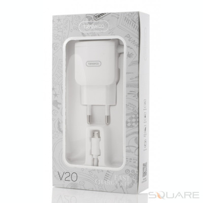 Incarcatoare Retea Tranyoo, V20, Fast Charge Kit, 2 x USB + Micro USB Cable, White foto