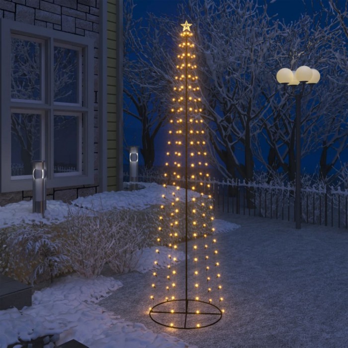 Decorațiune brad Crăciun conic 136 LED-uri alb cald 70x240 cm