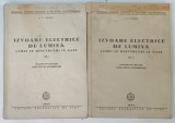 IZVOARE ELECTRICE DE LUMINA , LAMPI CU DESCARCARI IN GAZE , VOLUMELE I - II de A . P . IVANOV , 1954 * PREZINTA PETE SI URME DE UZURA
