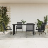 VidaXL Set mobilier de grădină, 5 piese, negru, oțel și textilenă