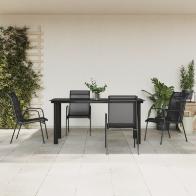 vidaXL Set mobilier de grădină, 5 piese, negru, oțel și textilenă foto