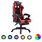 Scaun de jocuri cu LED RGB, roșu și negru, piele ecologică