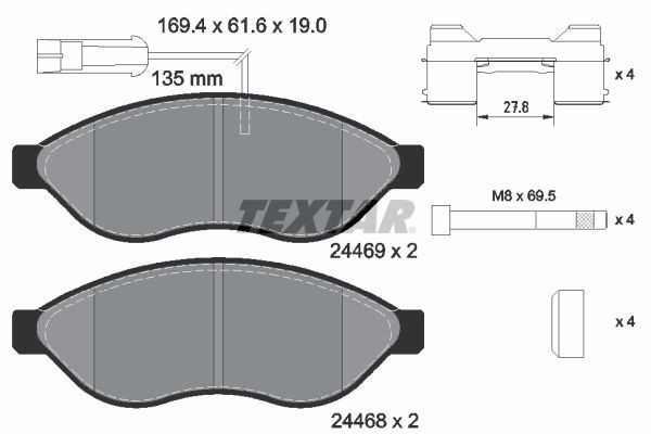 TEXTAR 2446901 Q+ set placute frana,frana disc