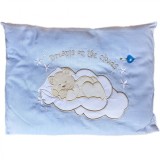 Perna Bebeluși Bumbac Albastră Brodată Nori Ursuleț Mesaj Dreams 38x28 cm