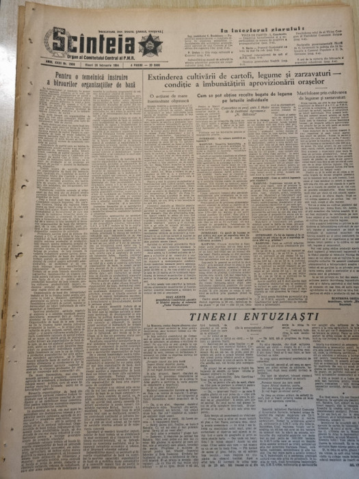 scanteia 26 februarie 1954-art. viata culturala a craiovei,cojocna,lechinta cluj