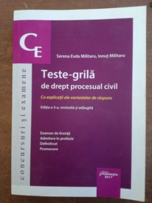 Teste-grila de drept procesual civil- Serena Evda Militaru, Ionut Militaru foto