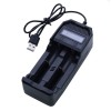 Incarcator Acumulatori Li-Ion 3.7V, 18650, 14500, 16340, USB, Digital, Dublu, Tensiune/Curent, LED Indicator Incarcare