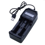 Incarcator Acumulatori Li-Ion 3.7V, 18650, 14500, 16340, USB, Digital, Dublu, Tensiune/Curent, LED Indicator Incarcare