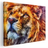 Tablou canvas portret leu acuarela multicolor 1193 Tablou canvas pe panza CU RAMA 60x80 cm
