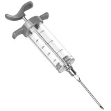 Cumpara ieftin Seringa pentru injectare carne, 3 ace diferite, capacitate 50 ml, reutilizabila, gradata, plastic, otel inoxidabil, 7.7 x 23 x 3.5 cm, gri