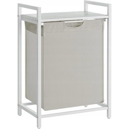 Raft baie cu cos de rufe, Artool, placa raft MDF, cadru otel, cu compartiment rufe, alb, 50x33x72 cm