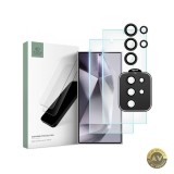 Folie de protectie Ecran si Camera Spate Tech-Protect Supreme pentru Samsung Galaxy S24 Ultra S928 Sticla Securizata Full Glue Set 3 bucati 2.5D