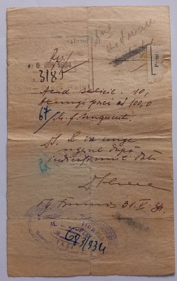 Document medical, Iasi , Bulevardul Ferdinand, anul 1934 foto