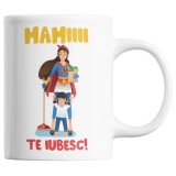 Cana alba personalizata &quot;Mamiiii, te iubesc!&quot;, INOVATIX&reg;. 330ml