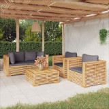 Cumpara ieftin Set mobilier grădină cu perne, 5 piese, lemn masiv de tec