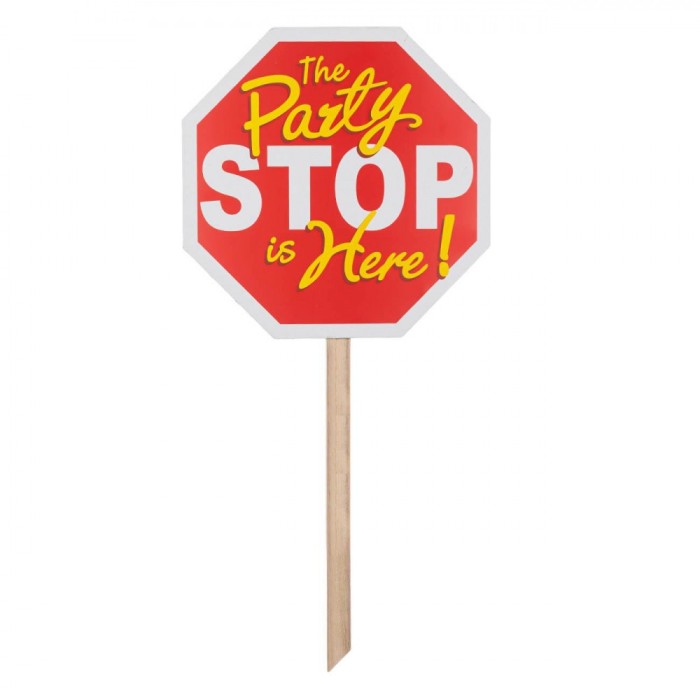 Indicator Decorativ Petrecere, Model Stop, Lemn, Dimensiuni 31x66cm