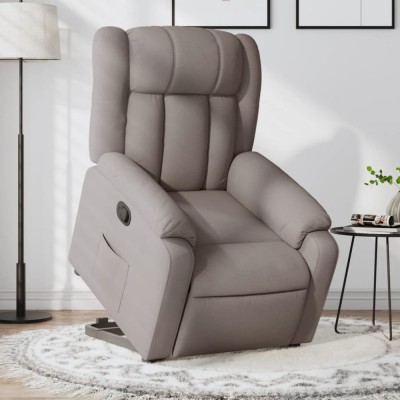 vidaXL Fotoliu rabatabil cu ridicare pe verticală, gri taupe, textil 3205324 foto