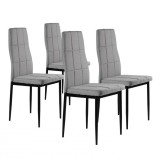 Set 4 Scaune Tapitate Homelux Gri Țesătură Spătar &Icirc;nalt Ergonomic Ad&acirc;ncime 42 cm