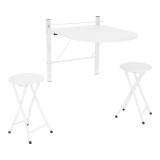 Cumpara ieftin Set masa, 2 scaune pliabile mdf metal alb Amadeo 60x80x75 cm, 30x47 cm