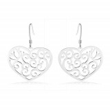 Cercei din argint 925, inimă cu ornamente filigranate, contur de fluture, spirale