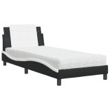 Cumpara ieftin Pat cu saltea, Zadar, negru si alb, 100x200 cm, piele ecologica