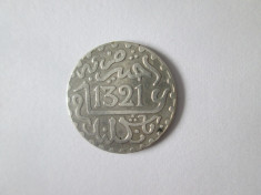 Rara! Maroc 1/2 Dirham=1/20 Rial 1321(1903) argint foto