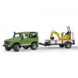 Cumpara ieftin Bruder - Masina De Teren Land Rover Defender Cu Remorca Si Micro Excavator Jcb
