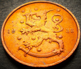 Moneda istorica 10 PENNIA - FINLANDA, anul 1938 * cod 4149 A