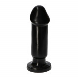 Dildo negru mic de cauciuc neted cu ventuză 13cm