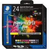 Set 24 carioci varf tip pensula - Pigment Liner | Staedtler