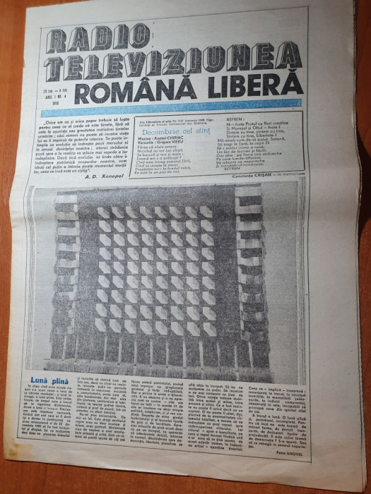 radio televiziunea romana 29 ianuarie-4 februarie 1990-decembrie cel sfant