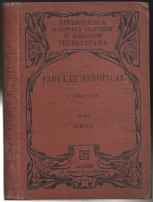 Esop - Fabule - Fabulae Aesopicae Collectae editor Karl Halm, 1901 foto