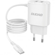 Incarcator Dudao cu cablu Type C + 2x USB wall charger with built-in USB Type C