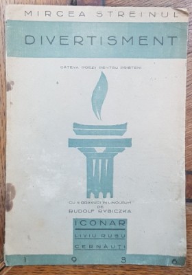 DIVERTISMENT de MIRCEA STREINUL - CERNAUTI 1935 &amp;quot; DEDICATIE&amp;quot; foto