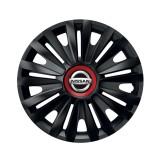 Set 4 capace roti Negre Cu Inel Rosu Royal R15 Compatibil Cu Nissan, Autohelix MSA
