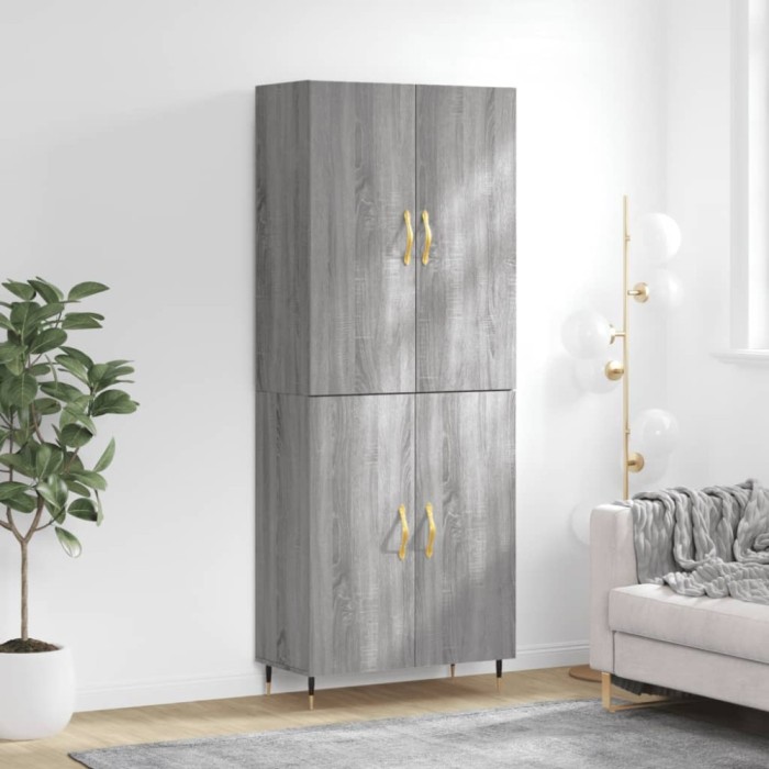 Dulap &icirc;nalt, gri sonoma, 69,5x34x180 cm, lemn compozit