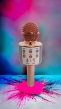 Microfon karaoke roz cu bluetooth și boxă, Oem