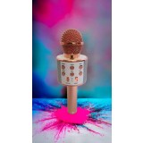 Microfon karaoke roz cu bluetooth și boxă