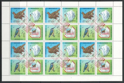 Belarus 1999 Mi 315 (overprint of 43/45) - coala MNH - Expozitia Int de Timbru IBRA &amp;#039;99, pasari foto